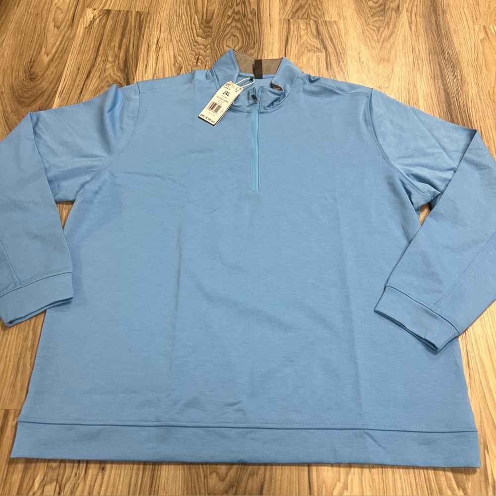 Adidas Golf Elevated 1/4 Zip Pullover Light Blue Sweatshirt Men's 2XL IU4474 $90